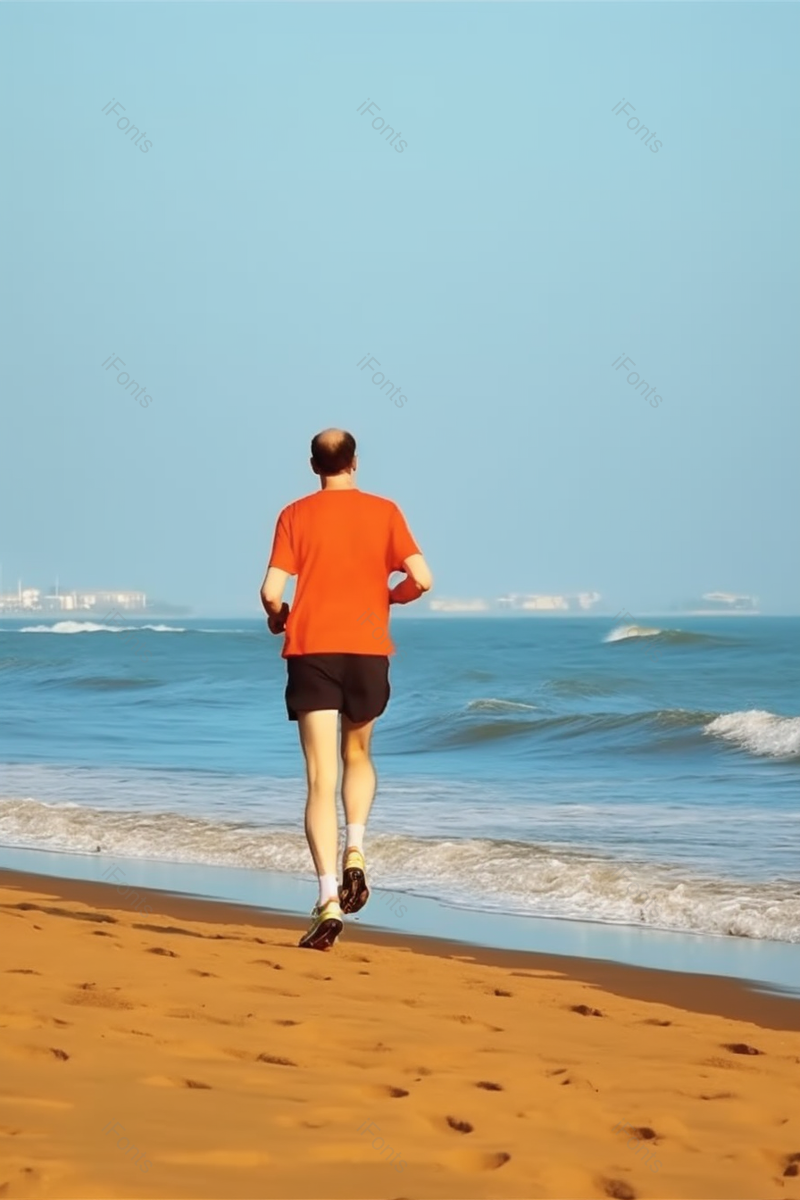 在海滩上慢跑的男人摄影图,高清,摄影图,摄影图片,图片大全,摄影图免费下载
